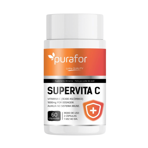 Vitamina C 1000mg l SUPERVITA C Purafor I 60 Cápsulas | Imunidade I Antioxidante I Anti-idade